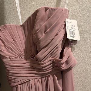 Strapless chiffon bridesmaid gown